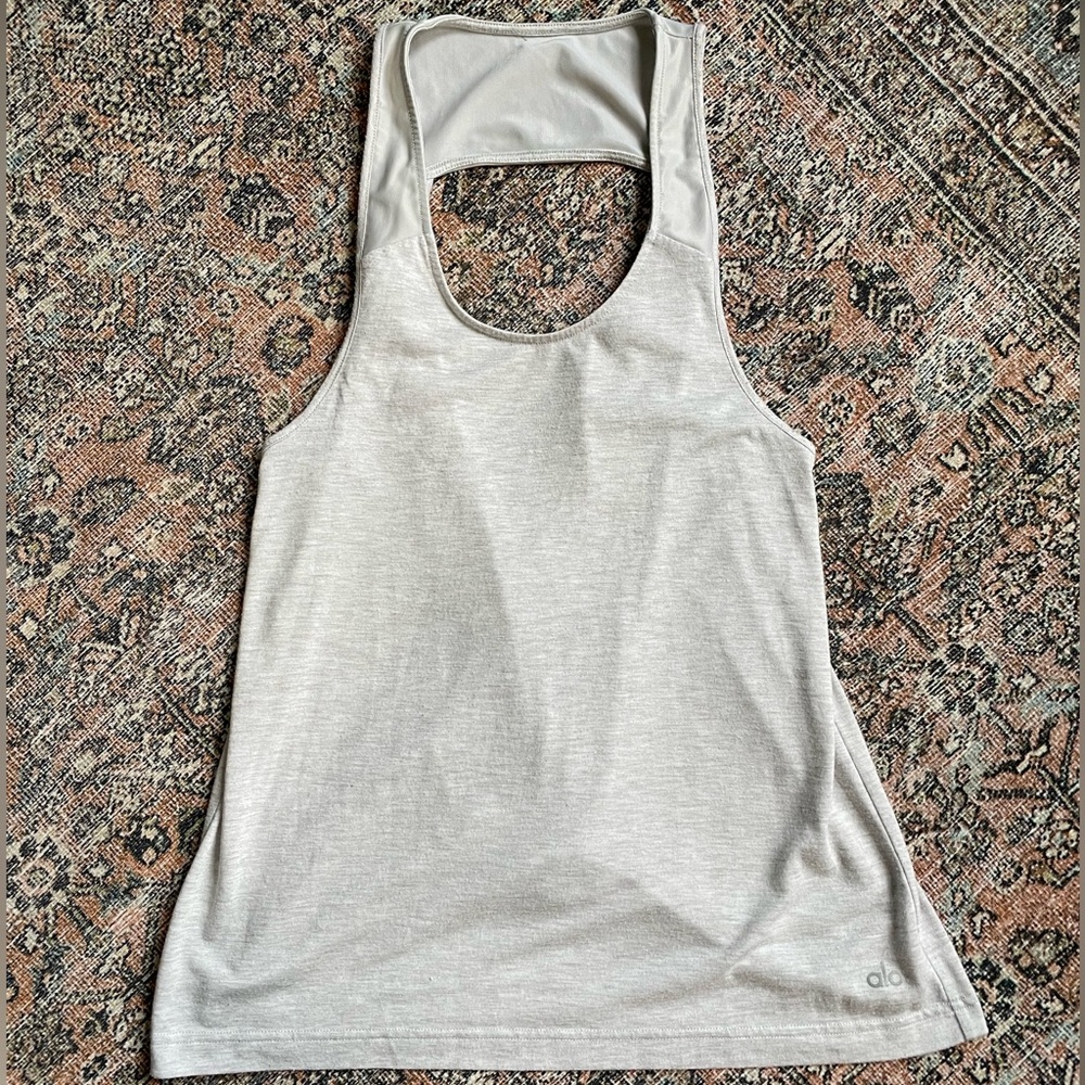 Alo Yoga Open Back Tank Top, Light Grey
